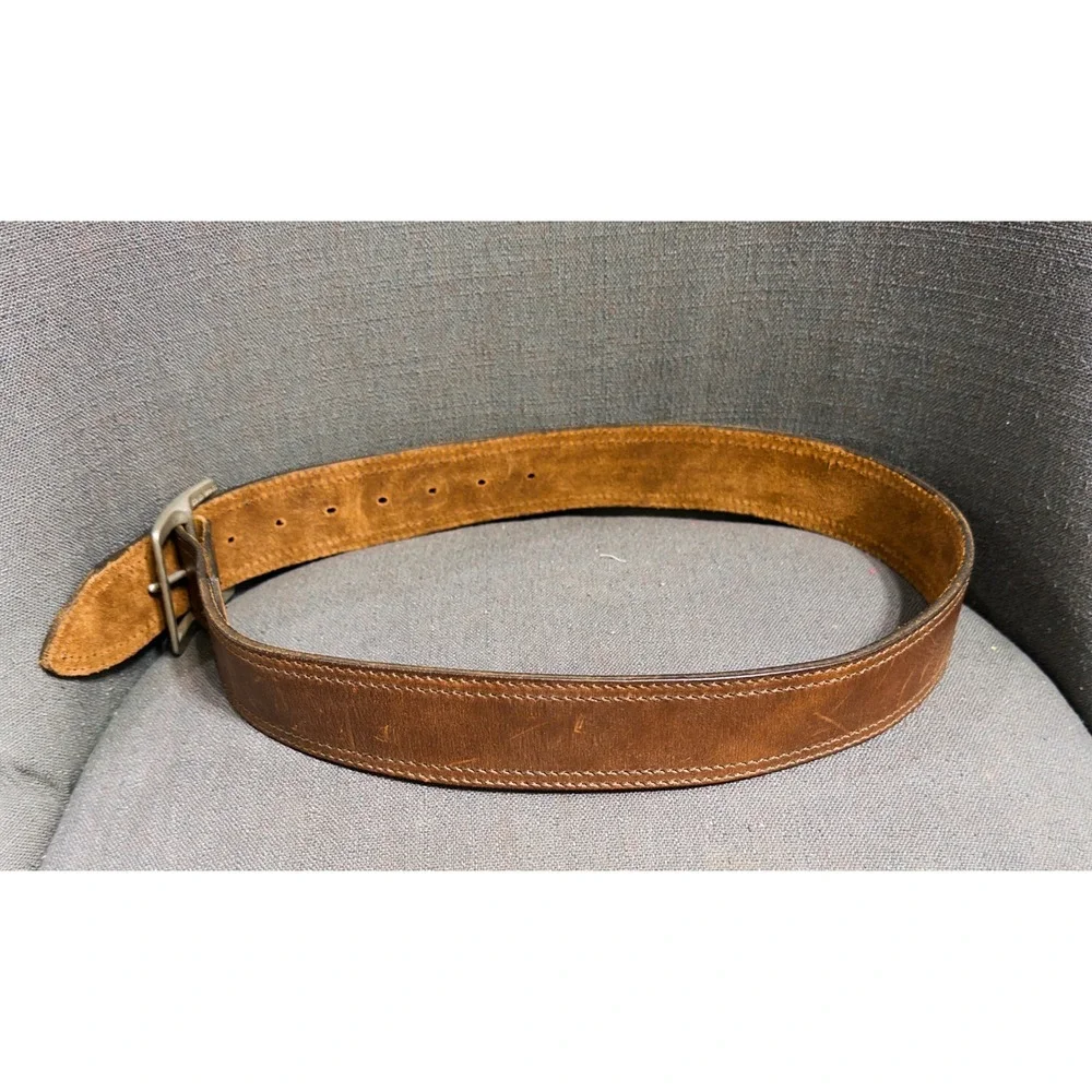 Abercrombie &‎ Fitch Men's Leather Belt sz 30 Solid Brass buckle workwear rugged